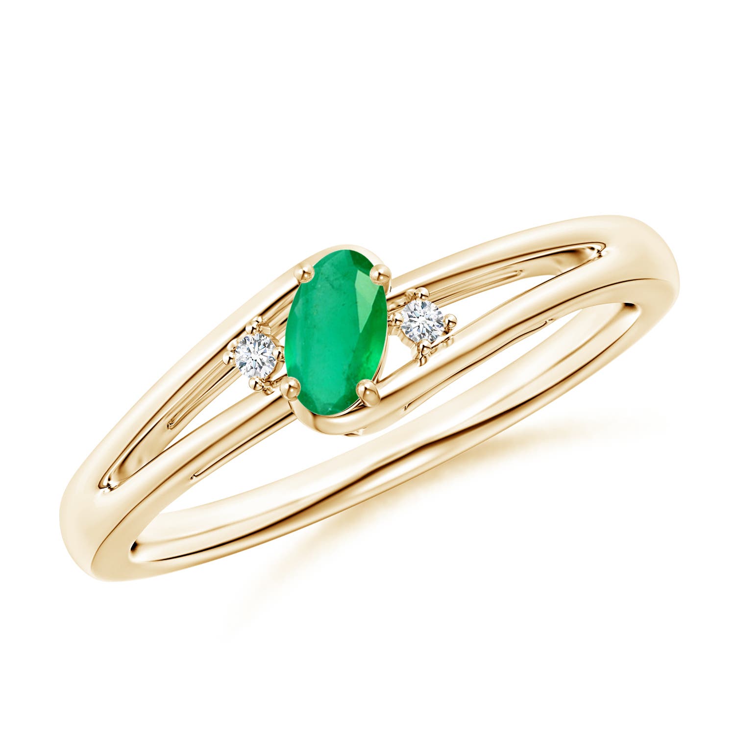 A - Emerald / 0.22 CT / 14 KT Yellow Gold