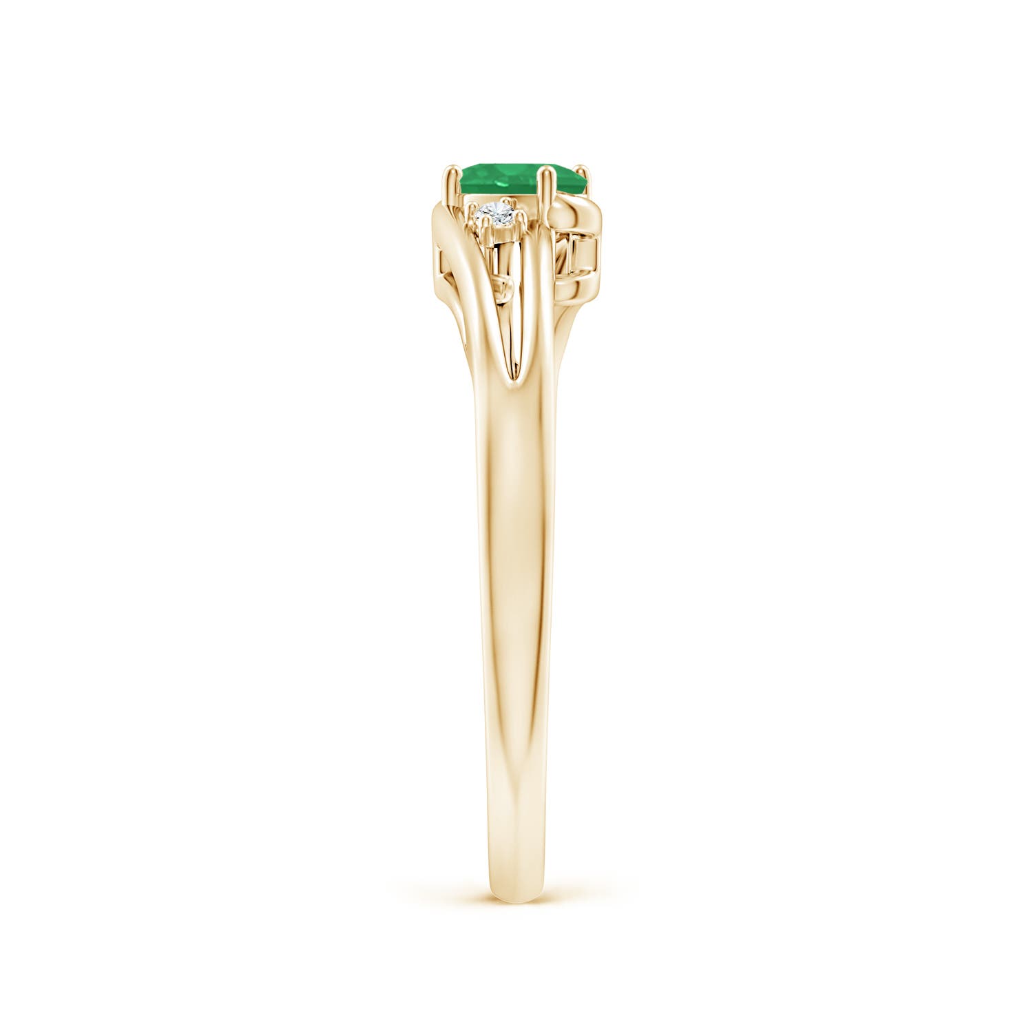 A - Emerald / 0.22 CT / 14 KT Yellow Gold