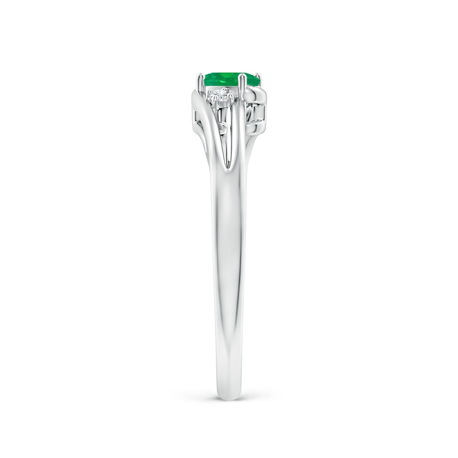 5x3mm AA Emerald and Diamond Split Shank Ring in White Gold side 299