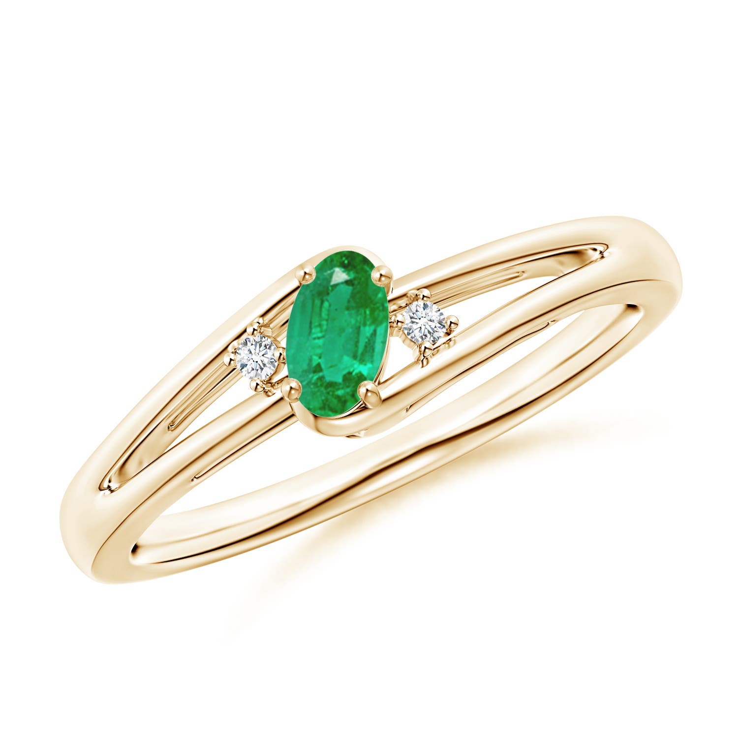 AA - Emerald / 0.22 CT / 14 KT Yellow Gold