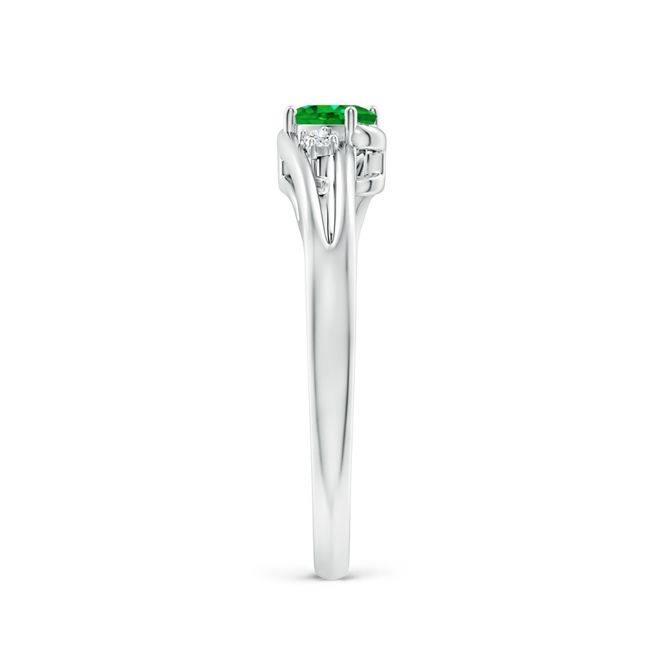 5x3mm AAAA Emerald and Diamond Split Shank Ring in P950 Platinum side 299