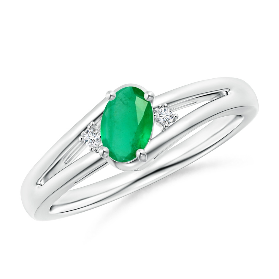 6x4mm A Emerald and Diamond Split Shank Ring in P950 Platinum 