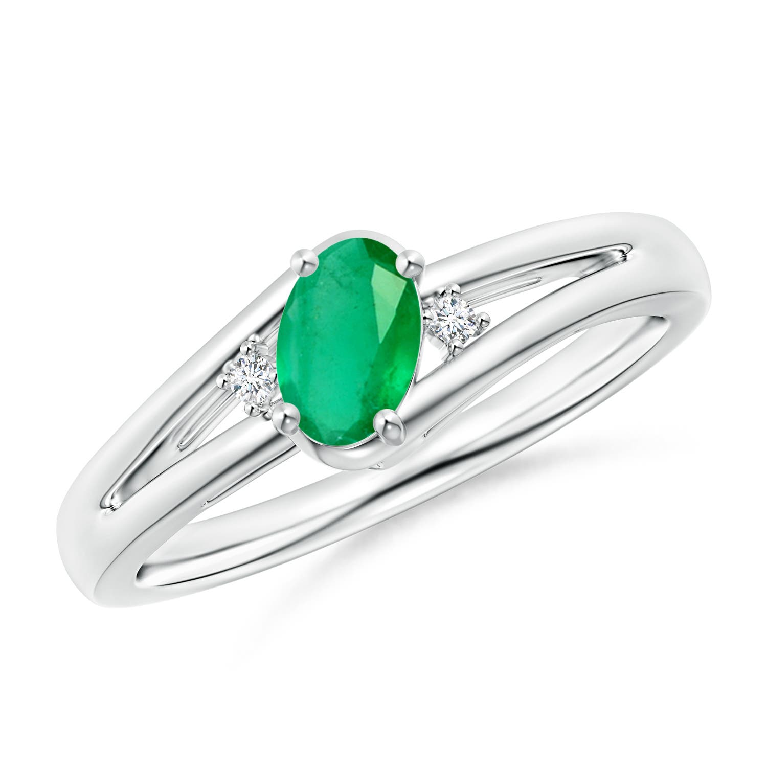 A - Emerald / 0.42 CT / 14 KT White Gold