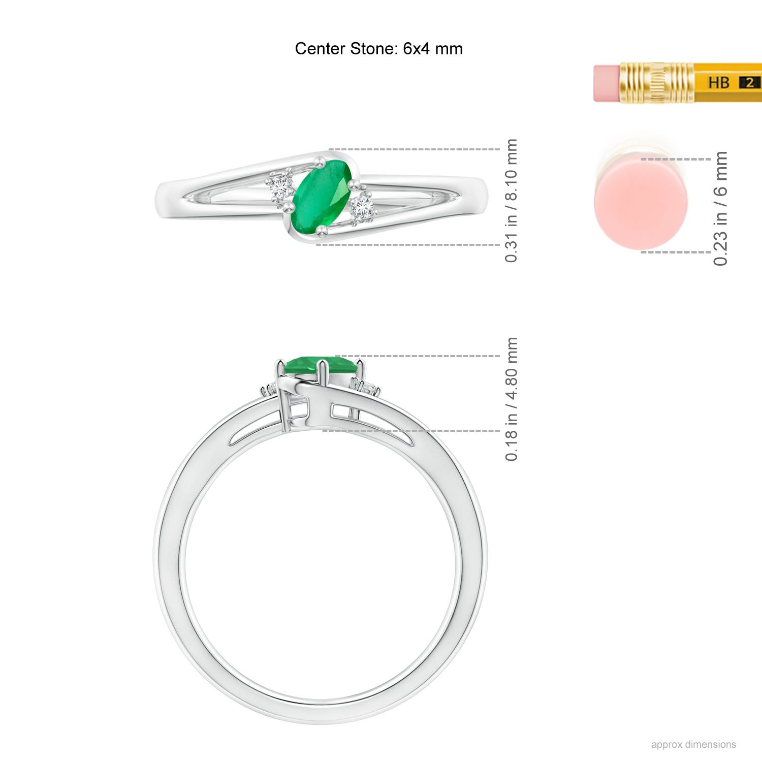 A - Emerald / 0.42 CT / 14 KT White Gold