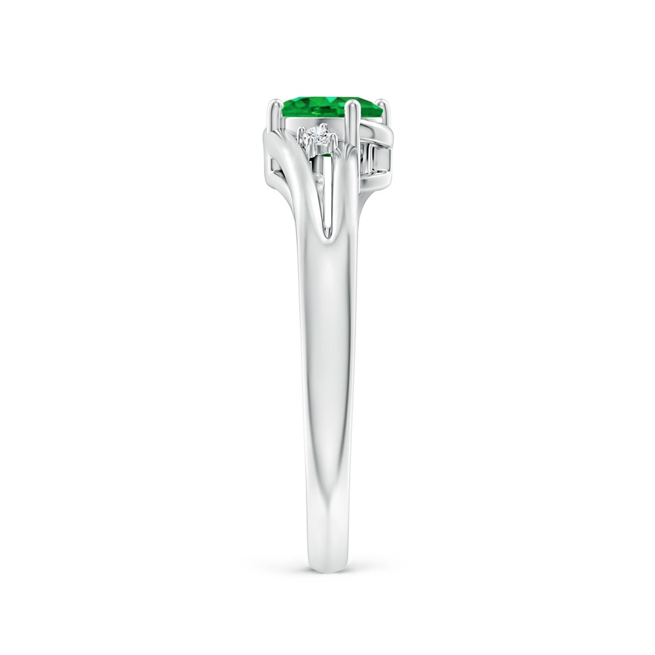 6x4mm AAA Emerald and Diamond Split Shank Ring in White Gold side 299