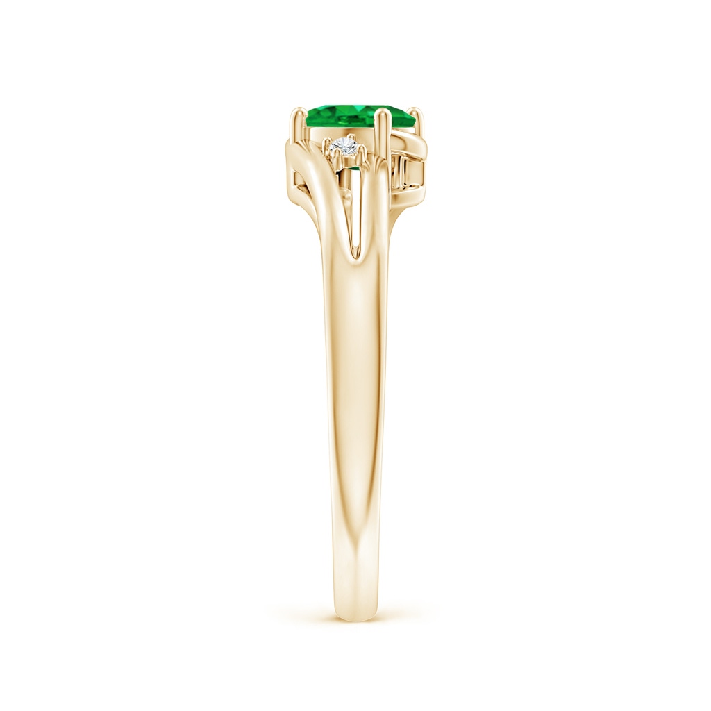 6x4mm AAA Emerald and Diamond Split Shank Ring in Yellow Gold Side 299