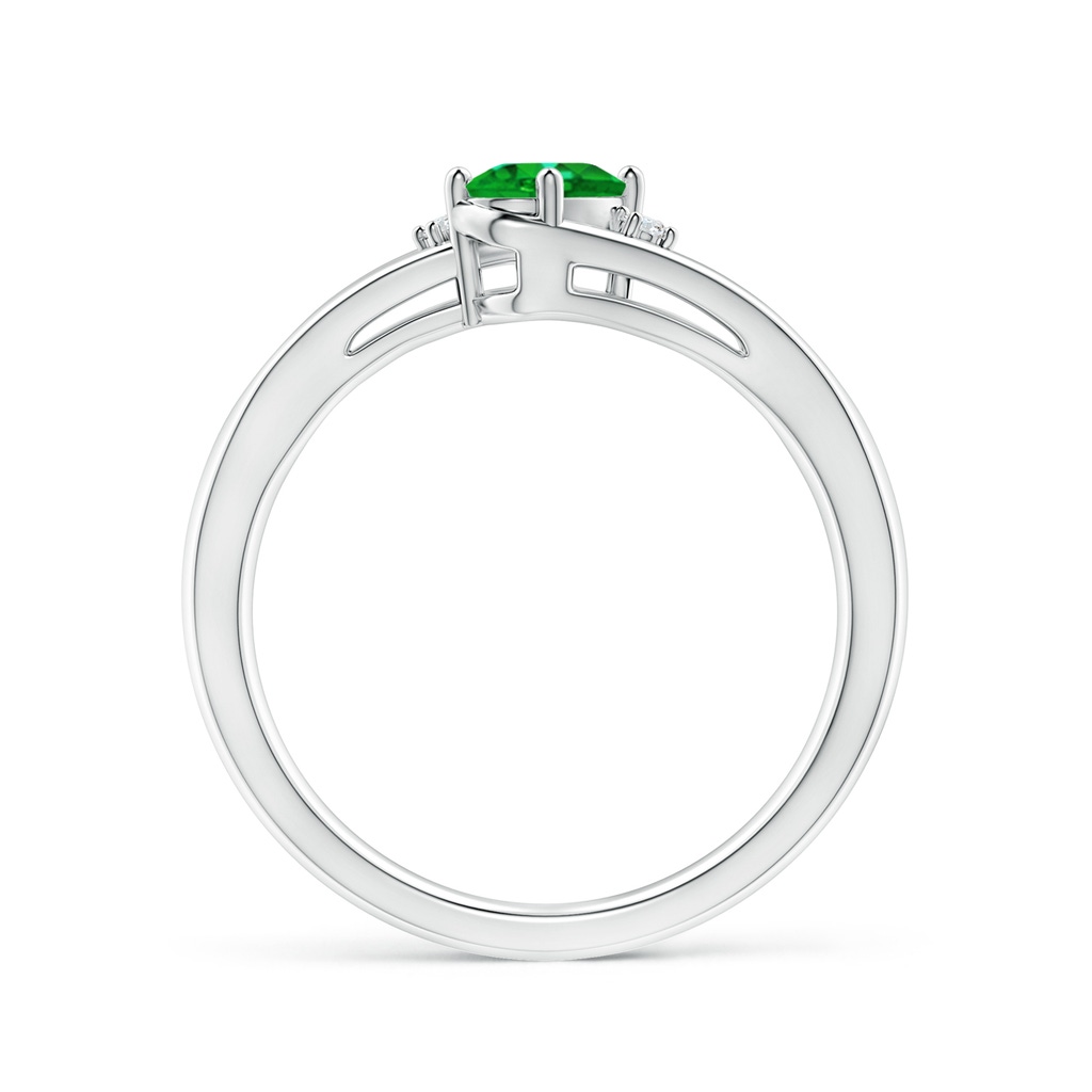6x4mm AAAA Emerald and Diamond Split Shank Ring in White Gold Side 199
