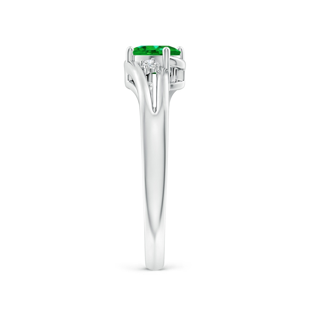 6x4mm AAAA Emerald and Diamond Split Shank Ring in White Gold Side 299