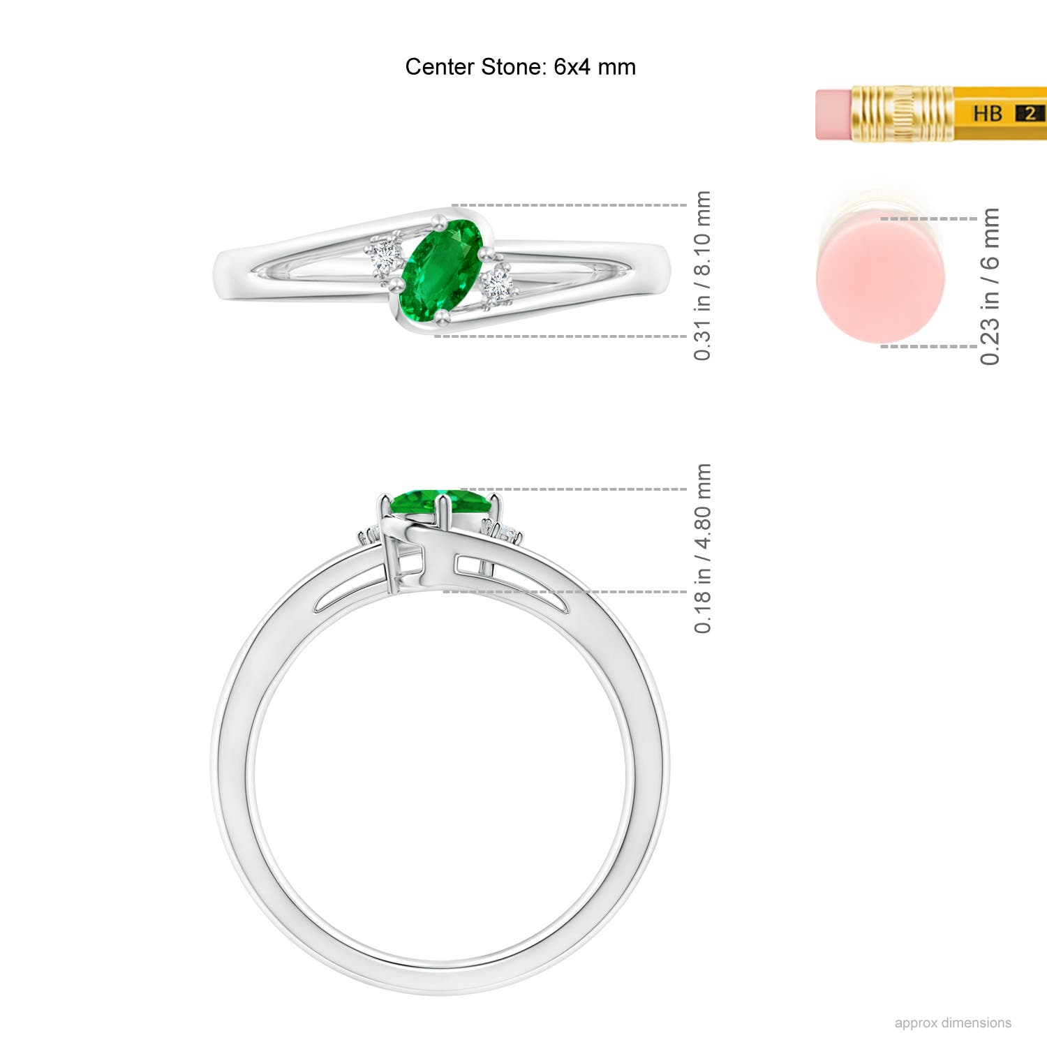 AAAA - Emerald / 0.42 CT / 14 KT White Gold