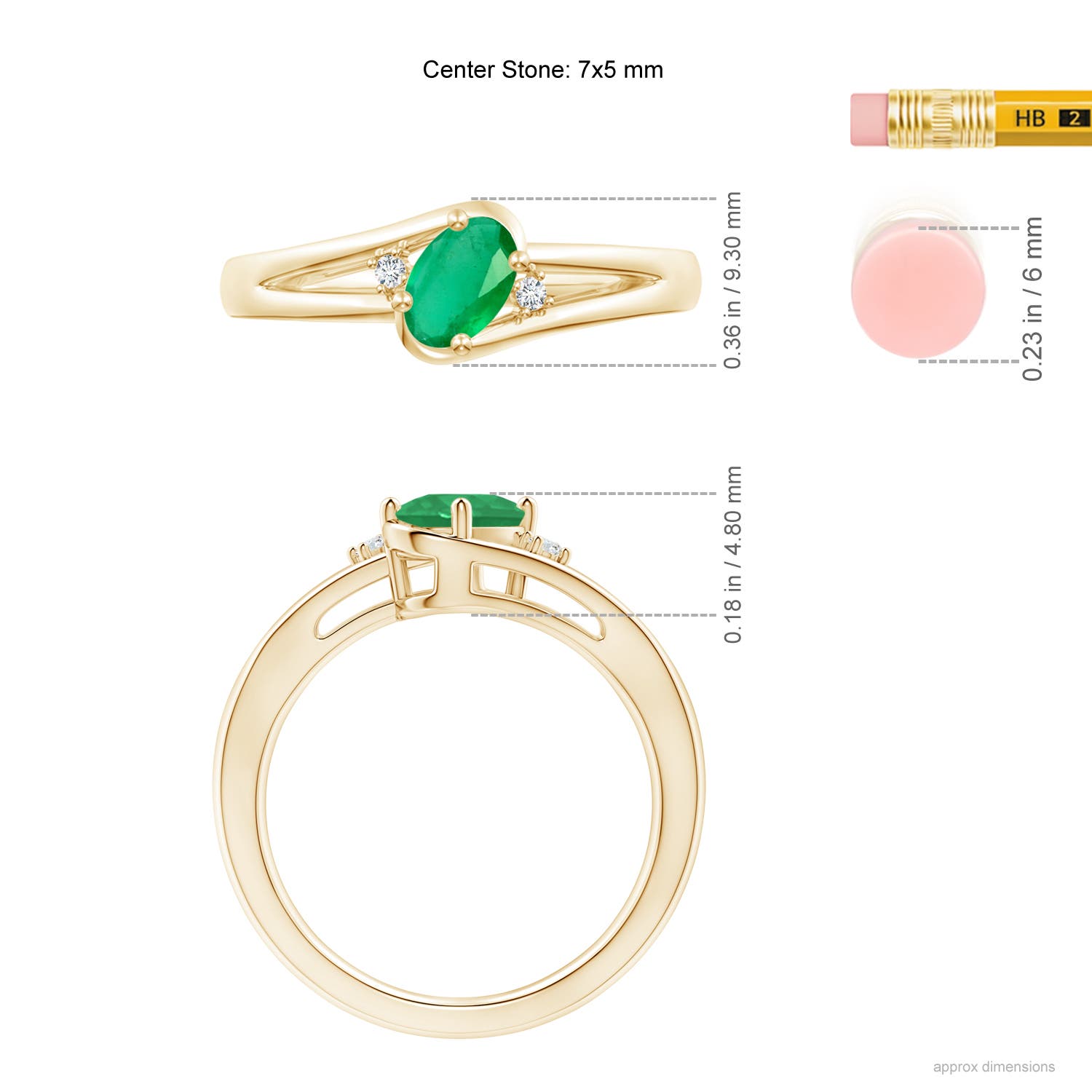 A - Emerald / 0.7 CT / 14 KT Yellow Gold