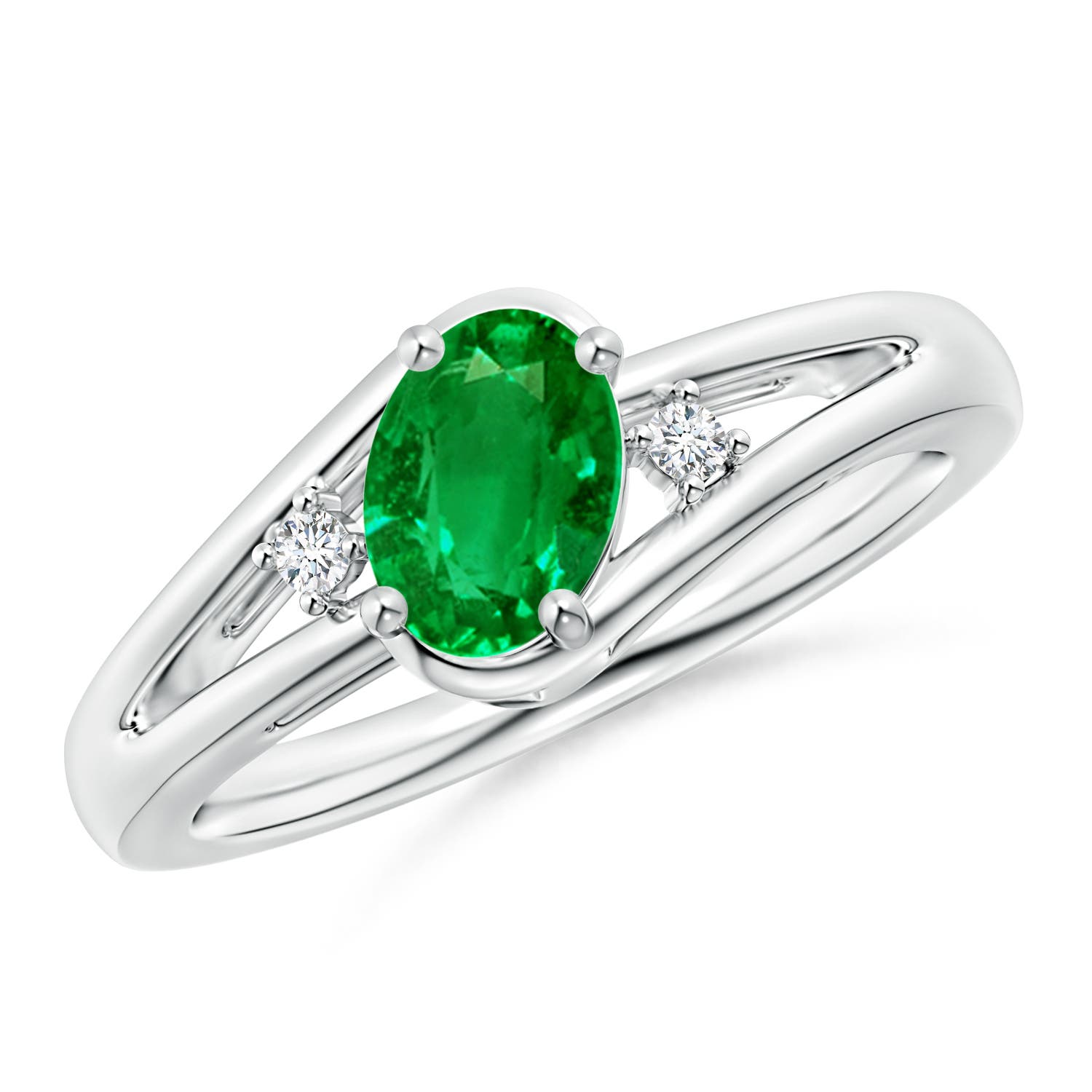 AAAA - Emerald / 0.7 CT / 14 KT White Gold