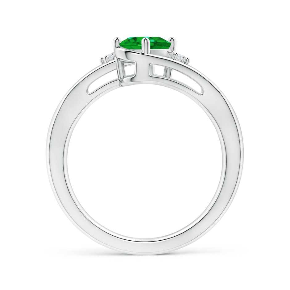 7x5mm AAAA Emerald and Diamond Split Shank Ring in White Gold side 199
