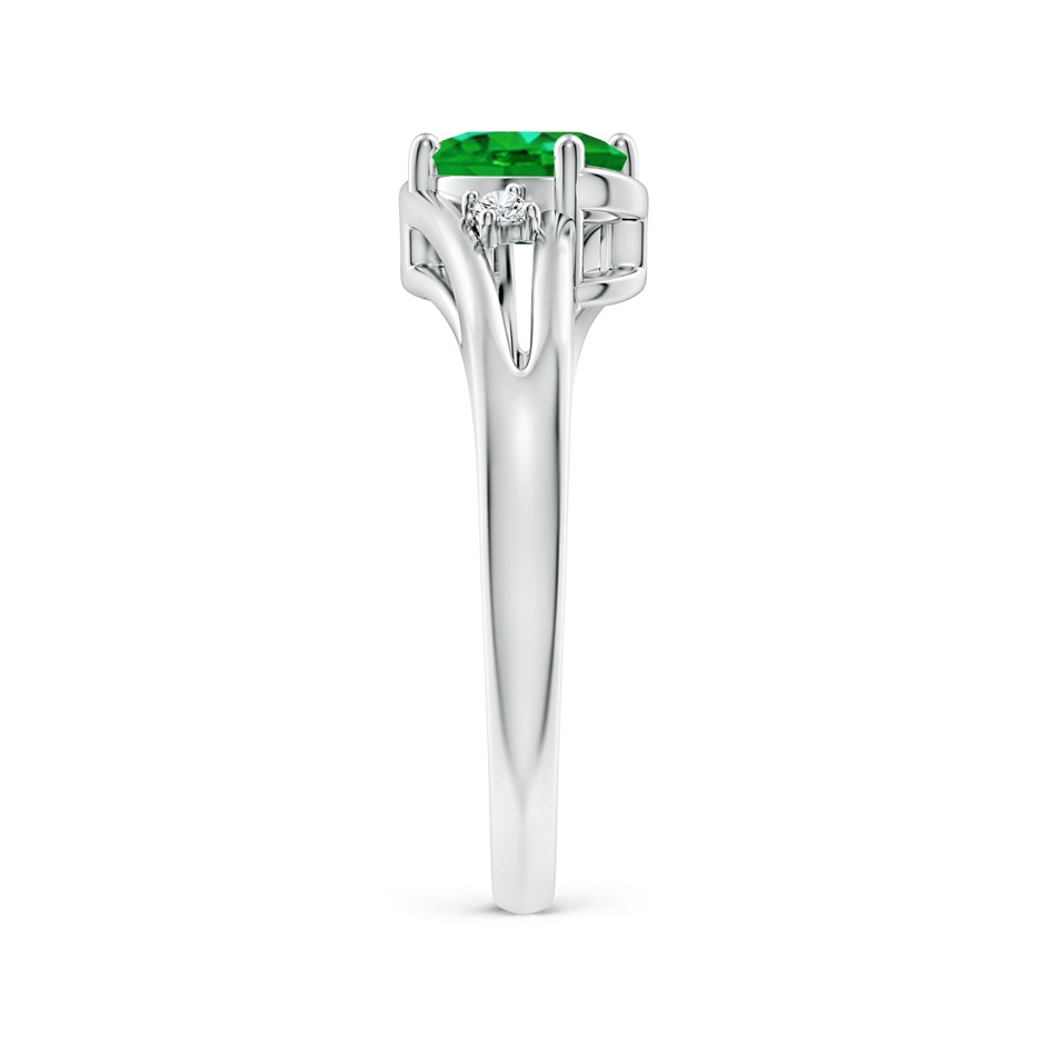 7x5mm AAAA Emerald and Diamond Split Shank Ring in White Gold side 299