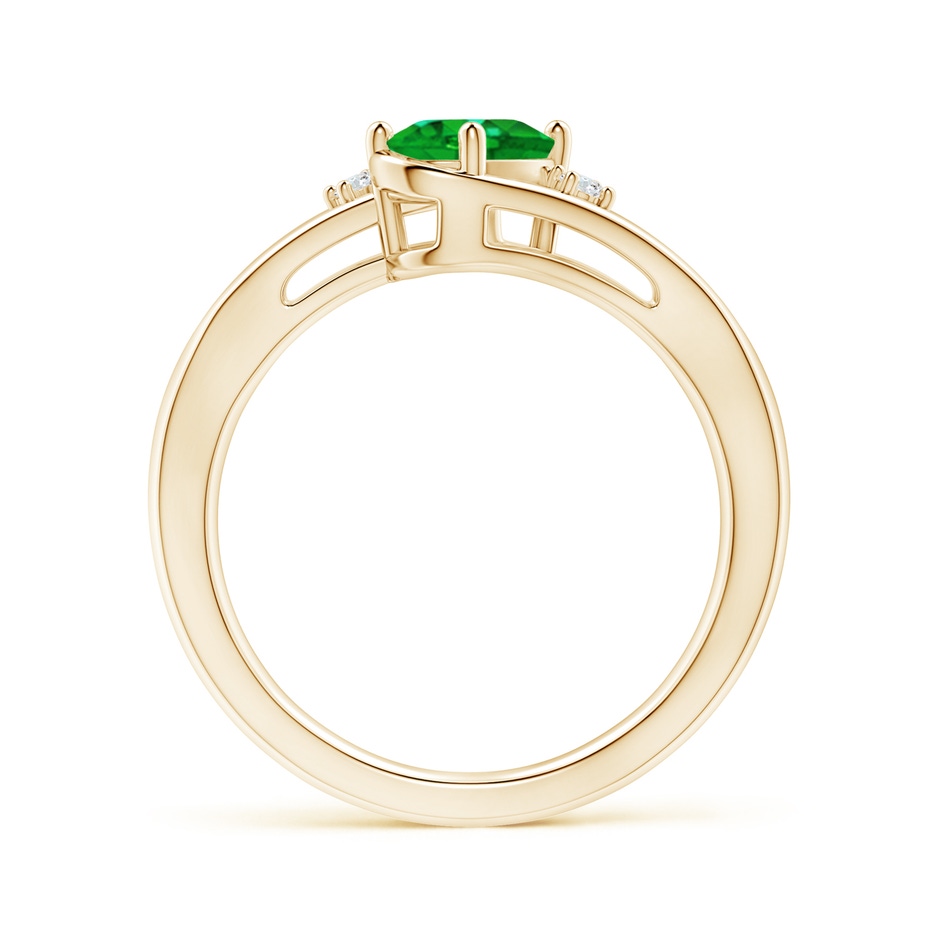 7x5mm AAAA Emerald and Diamond Split Shank Ring in Yellow Gold side 199