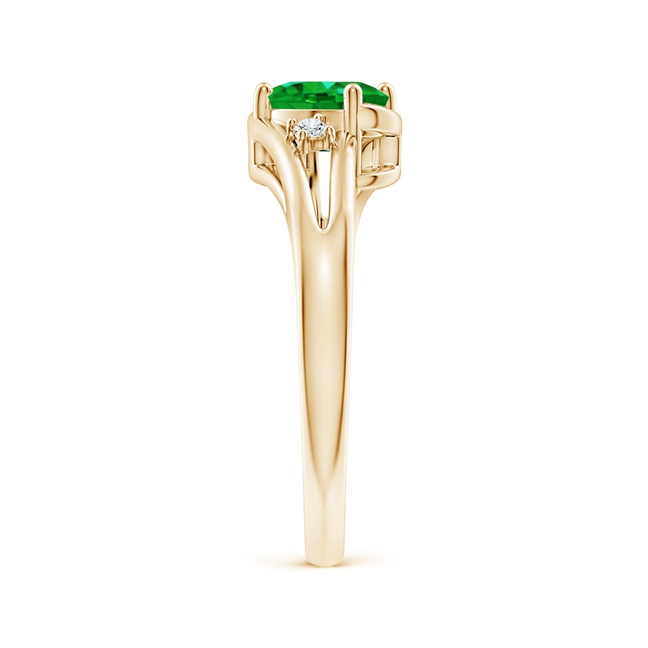 7x5mm AAAA Emerald and Diamond Split Shank Ring in Yellow Gold side 299