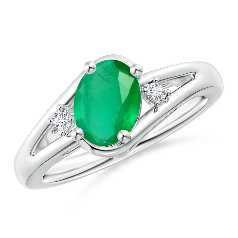 8x6mm A Emerald and Diamond Split Shank Ring in P950 Platinum 