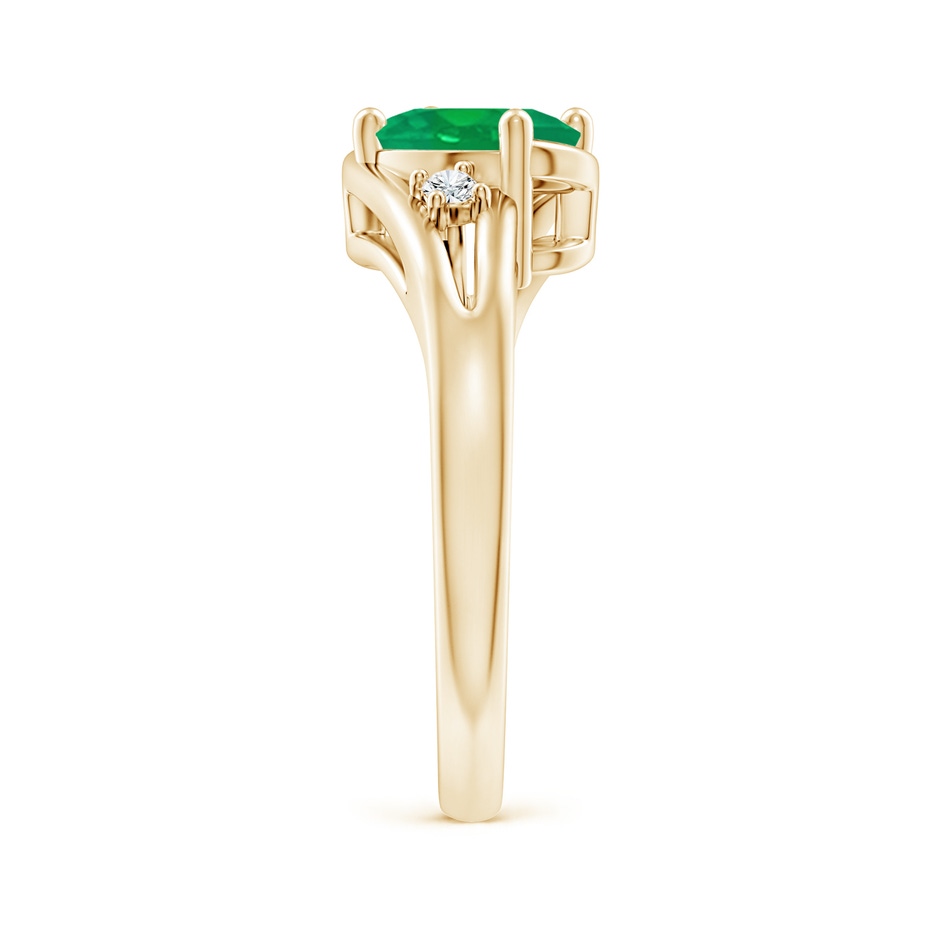 8x6mm AA Emerald and Diamond Split Shank Ring in Yellow Gold side 299