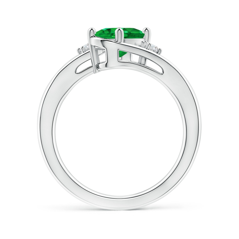 8x6mm AAA Emerald and Diamond Split Shank Ring in White Gold side 199