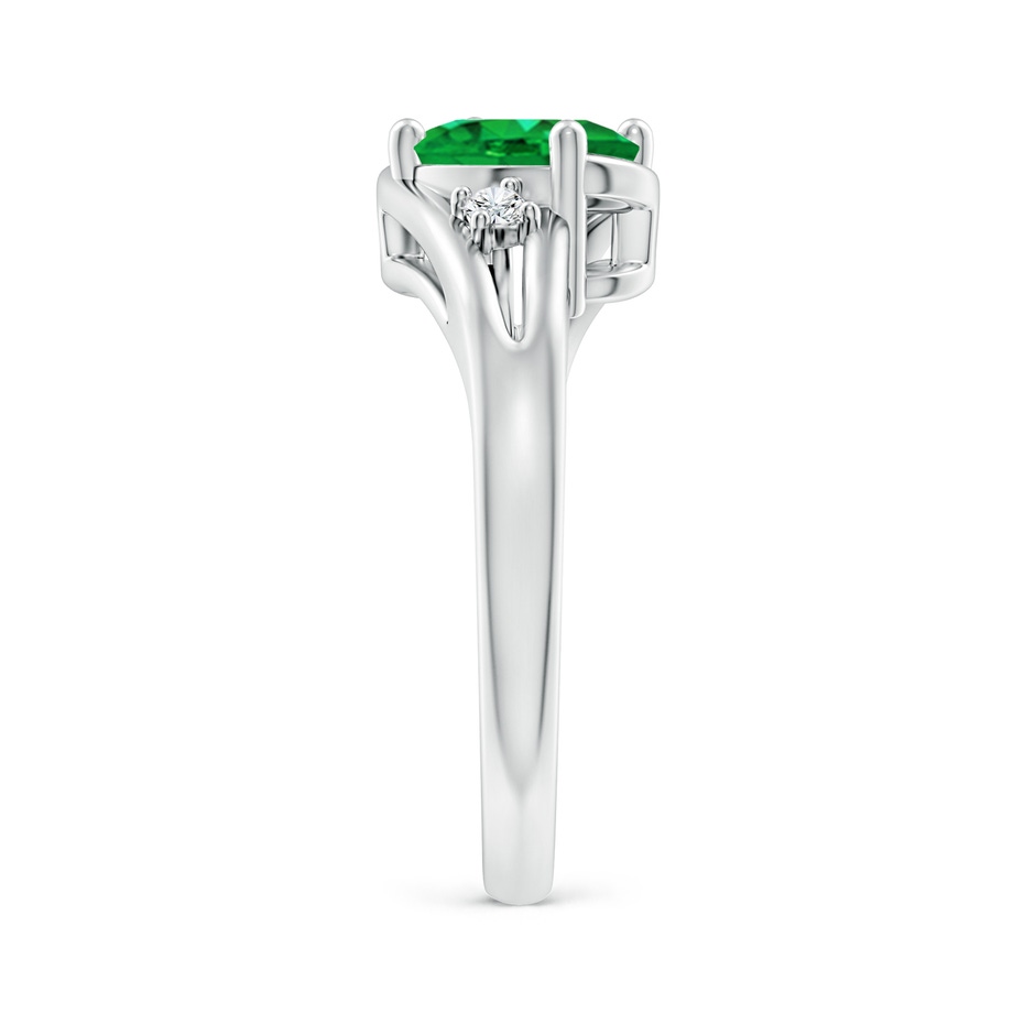 8x6mm AAA Emerald and Diamond Split Shank Ring in White Gold side 299