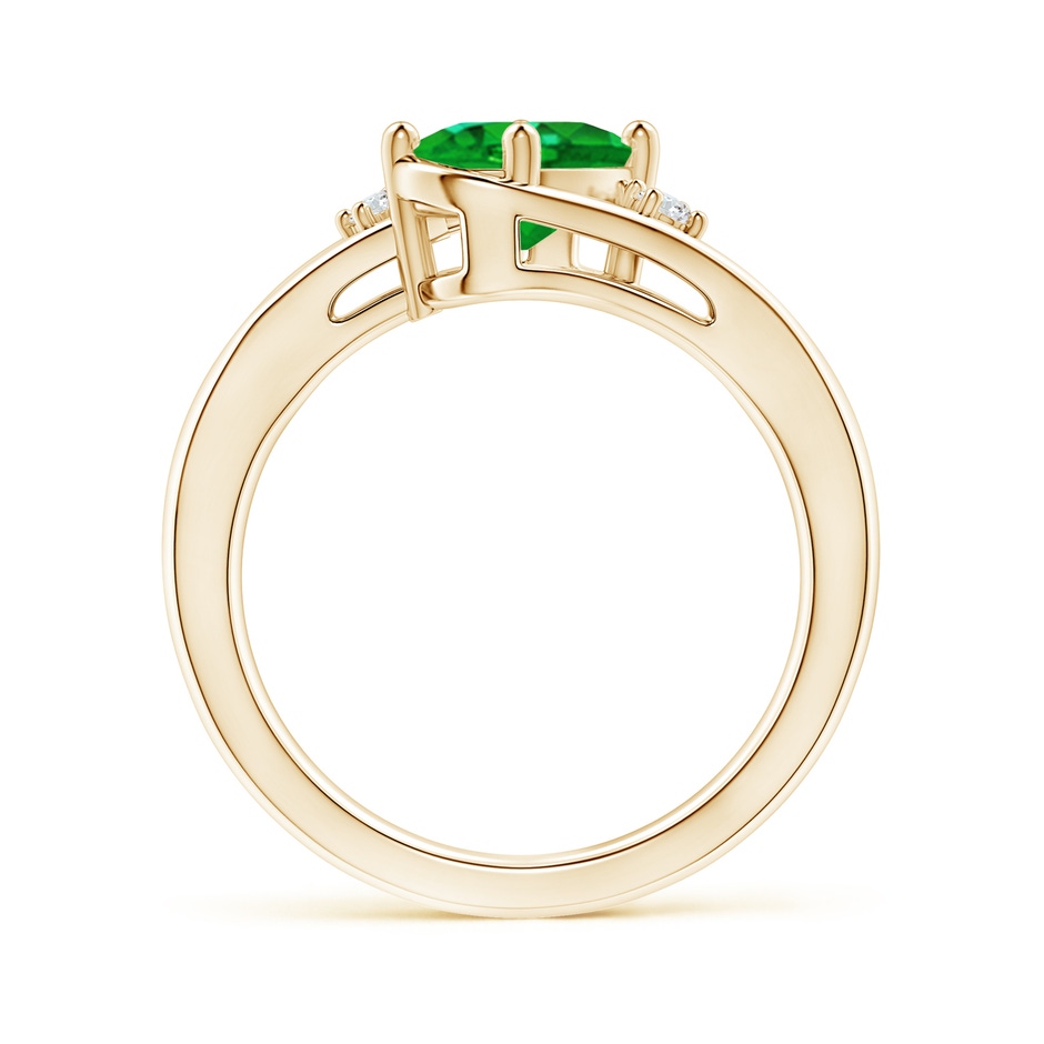 8x6mm AAAA Emerald and Diamond Split Shank Ring in Yellow Gold side 199