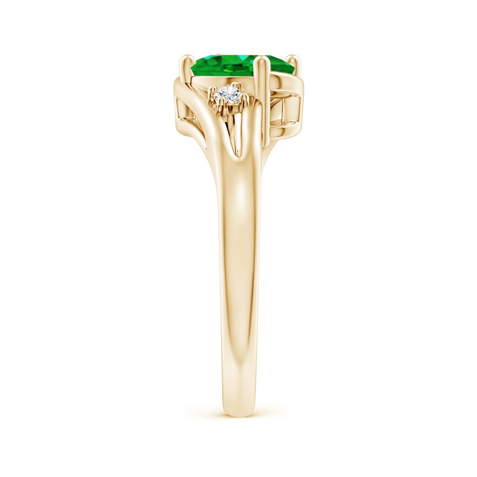 8x6mm AAAA Emerald and Diamond Split Shank Ring in Yellow Gold side 299