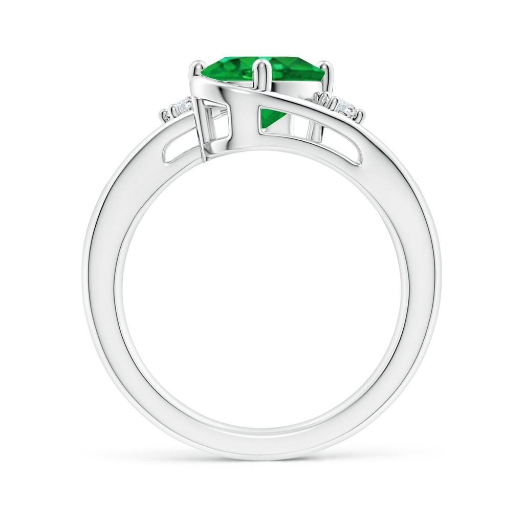 9x7mm AAA Emerald and Diamond Split Shank Ring in White Gold Side 199