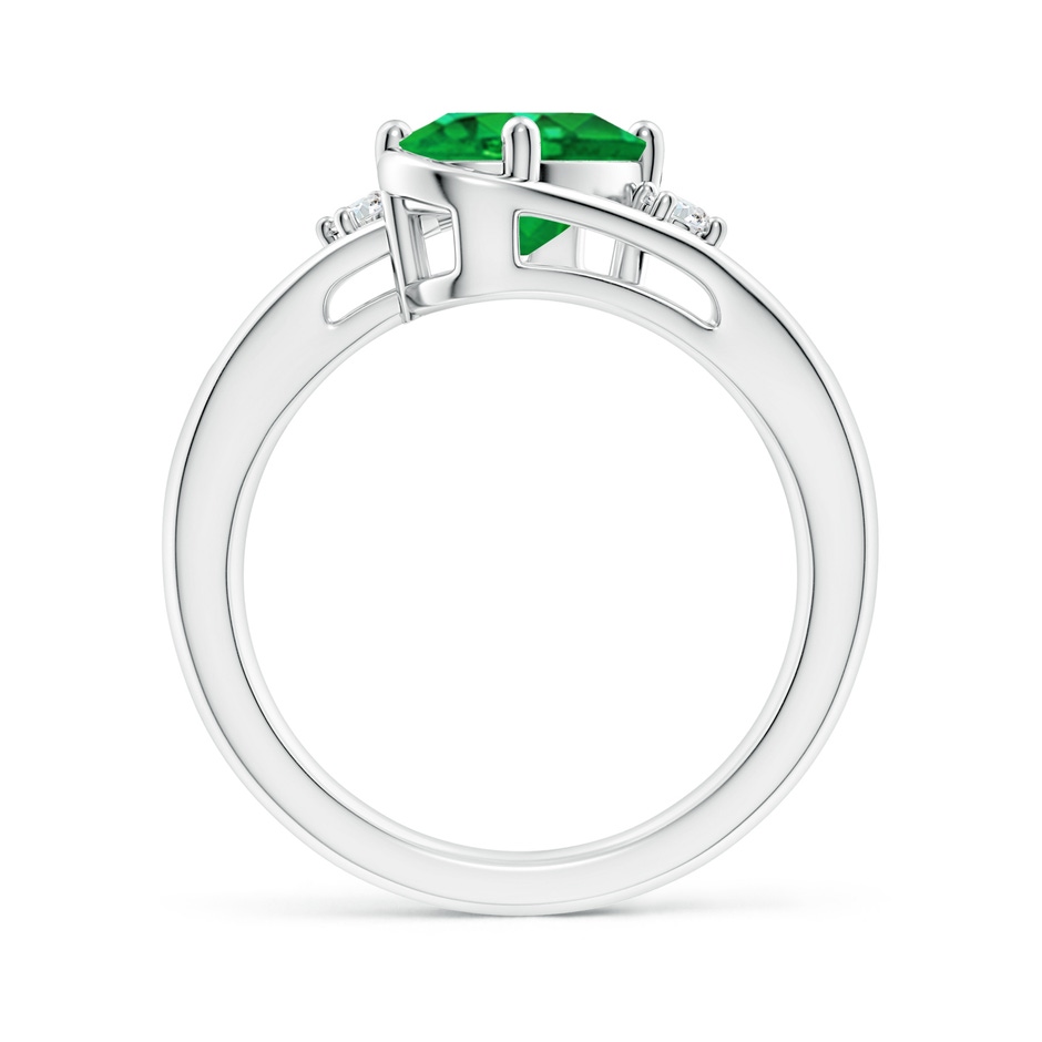 9x7mm AAA Emerald and Diamond Split Shank Ring in White Gold side 199