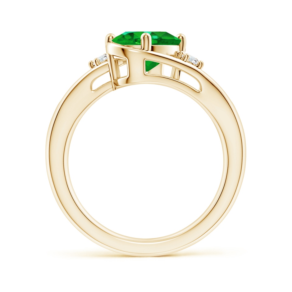 9x7mm AAAA Emerald and Diamond Split Shank Ring in Yellow Gold side 199