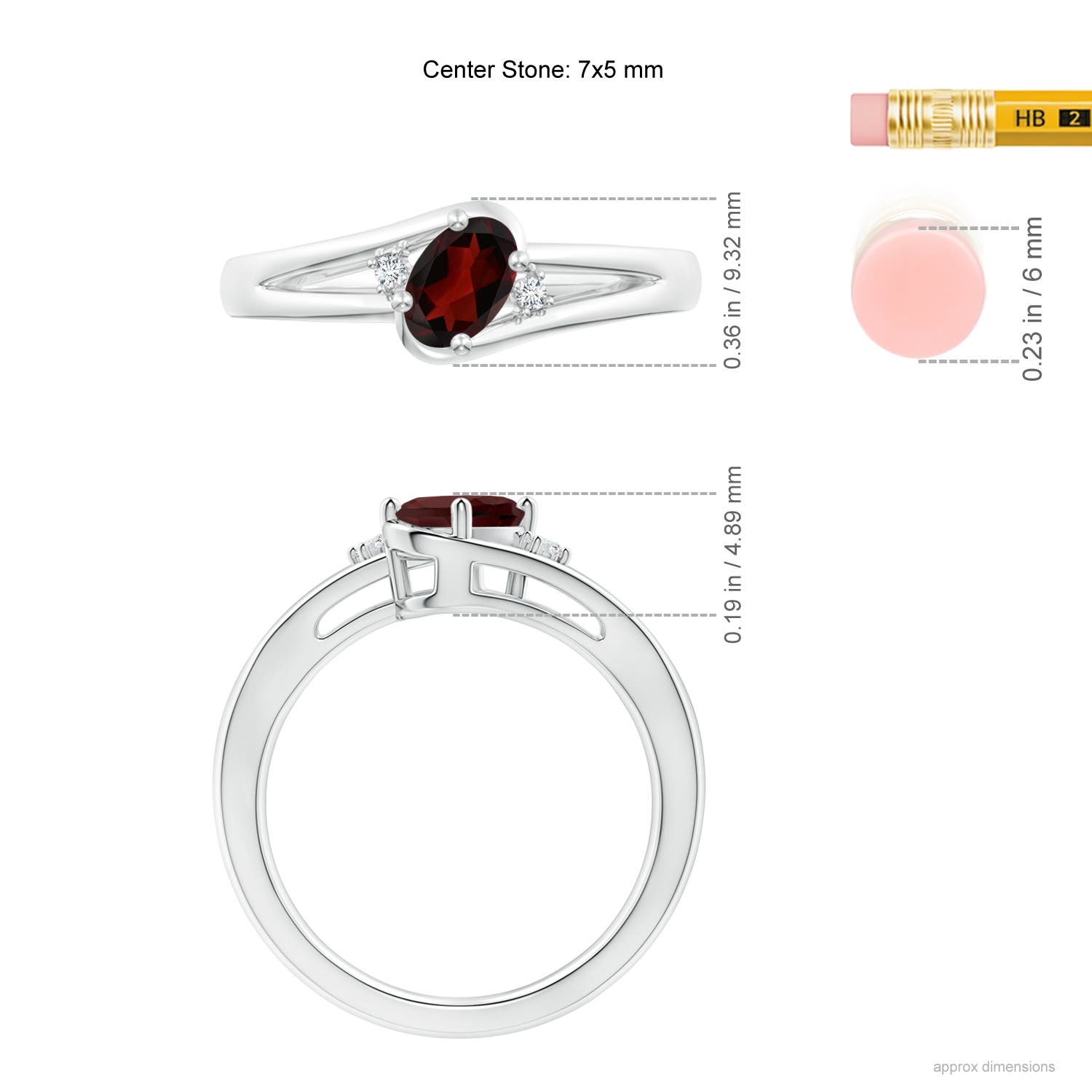 AA - Garnet / 0.94 CT / 14 KT White Gold