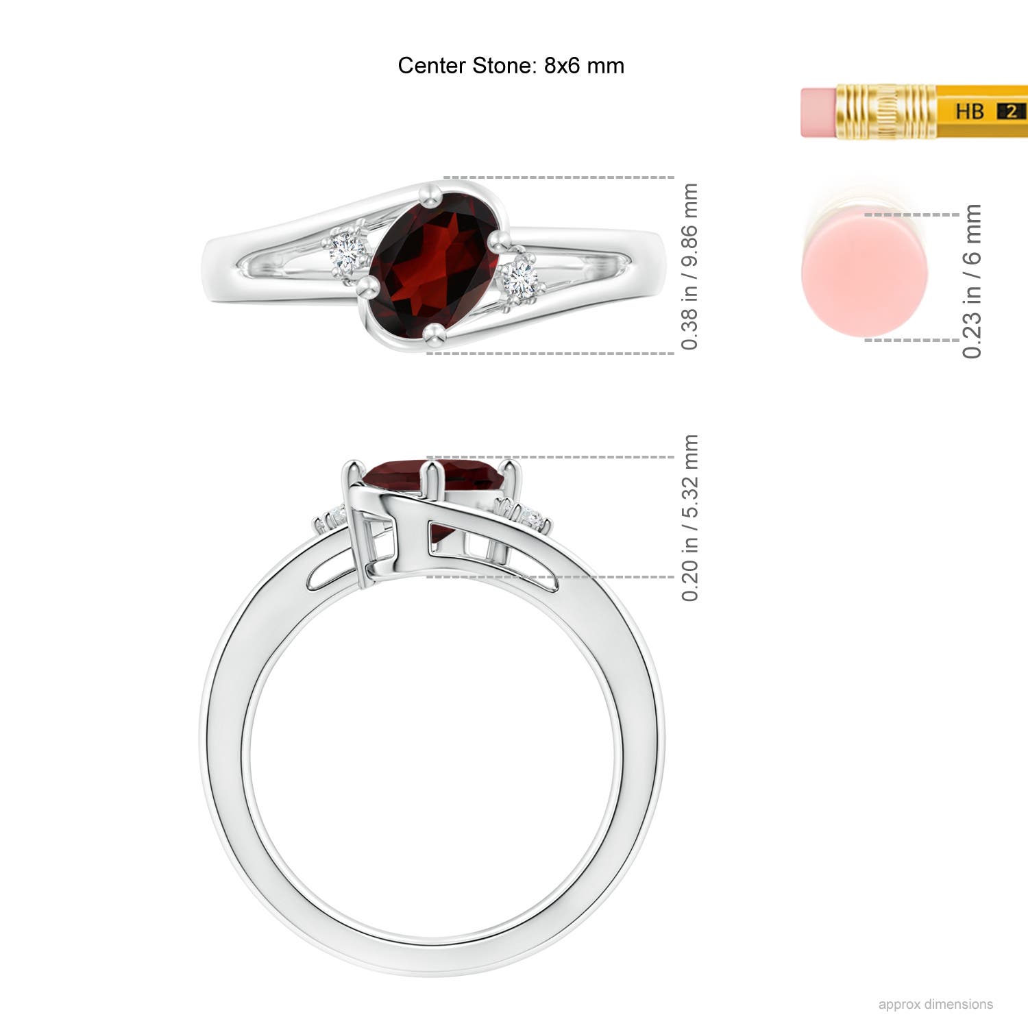 AA - Garnet / 1.5 CT / 14 KT White Gold