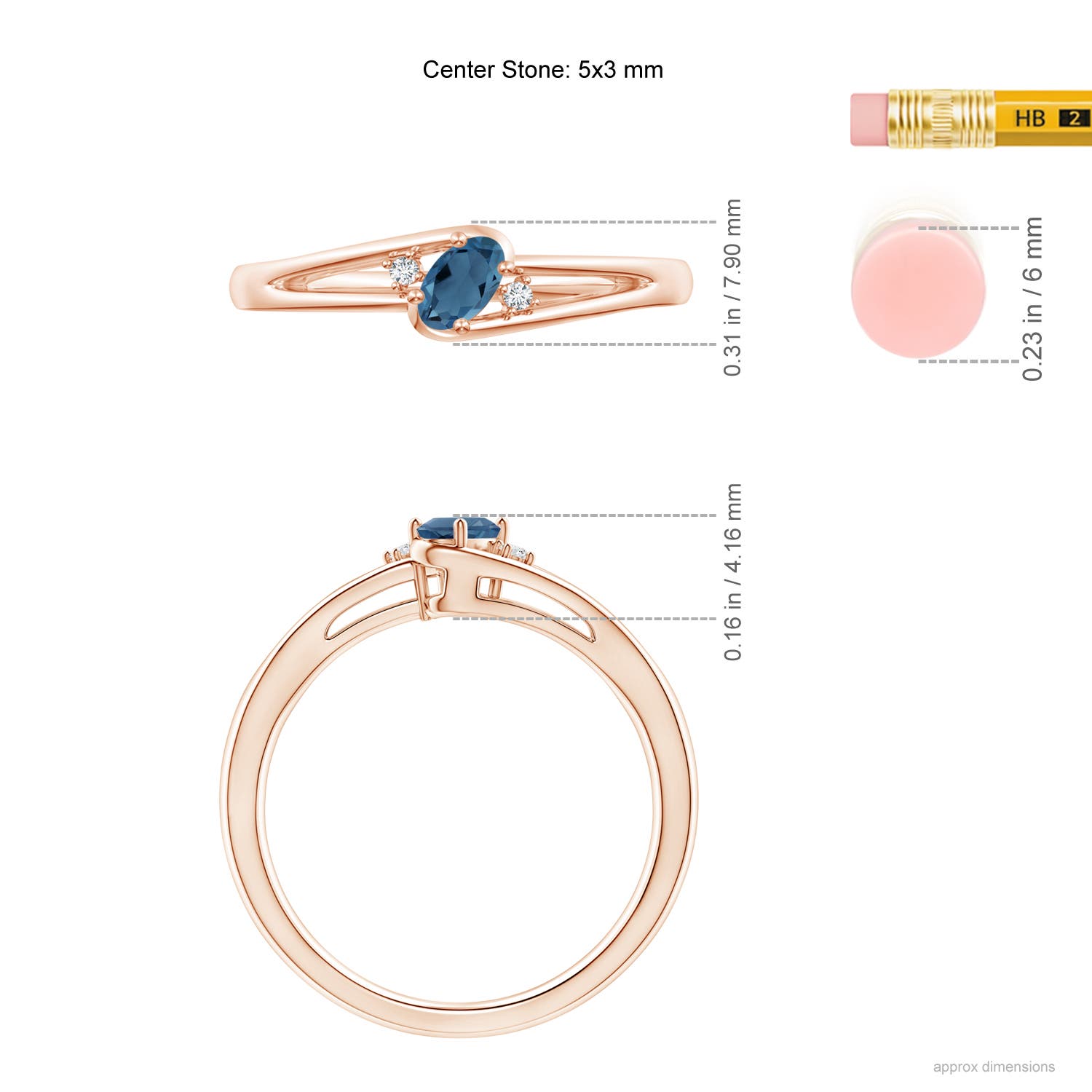 A - London Blue Topaz / 0.29 CT / 14 KT Rose Gold