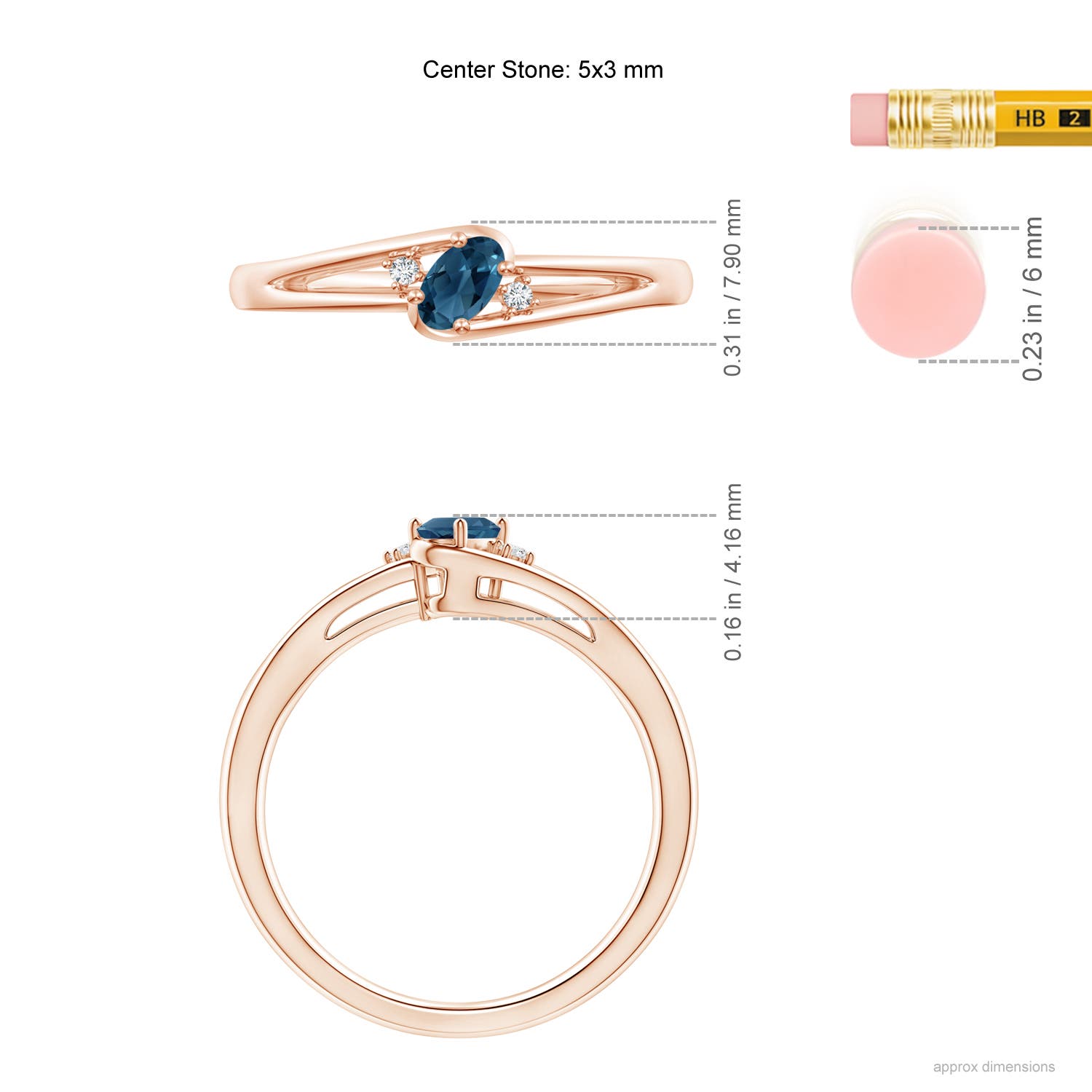 AA - London Blue Topaz / 0.29 CT / 14 KT Rose Gold