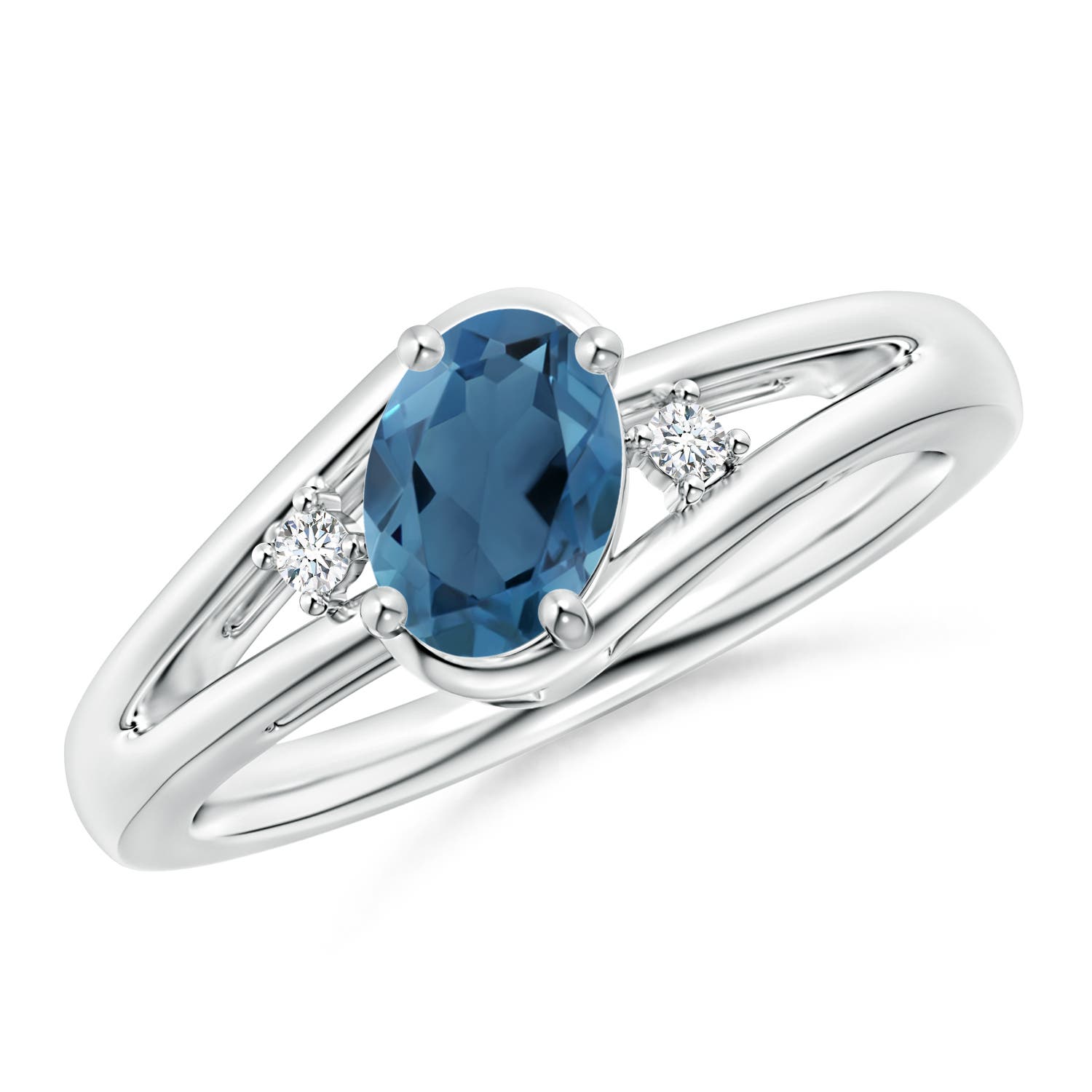 A - London Blue Topaz / 0.99 CT / 14 KT White Gold