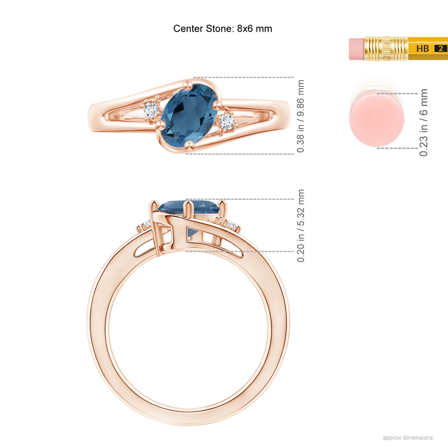 A - London Blue Topaz / 1.55 CT / 14 KT Rose Gold