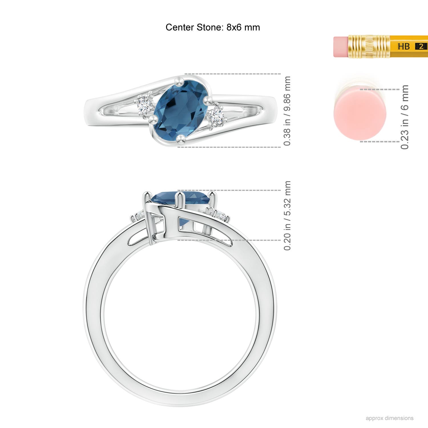 A - London Blue Topaz / 1.55 CT / 14 KT White Gold