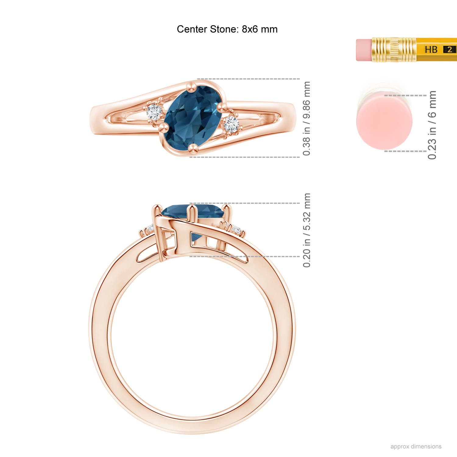 AA - London Blue Topaz / 1.55 CT / 14 KT Rose Gold