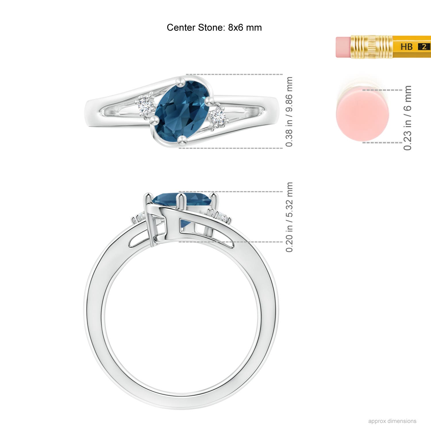 AA - London Blue Topaz / 1.55 CT / 14 KT White Gold