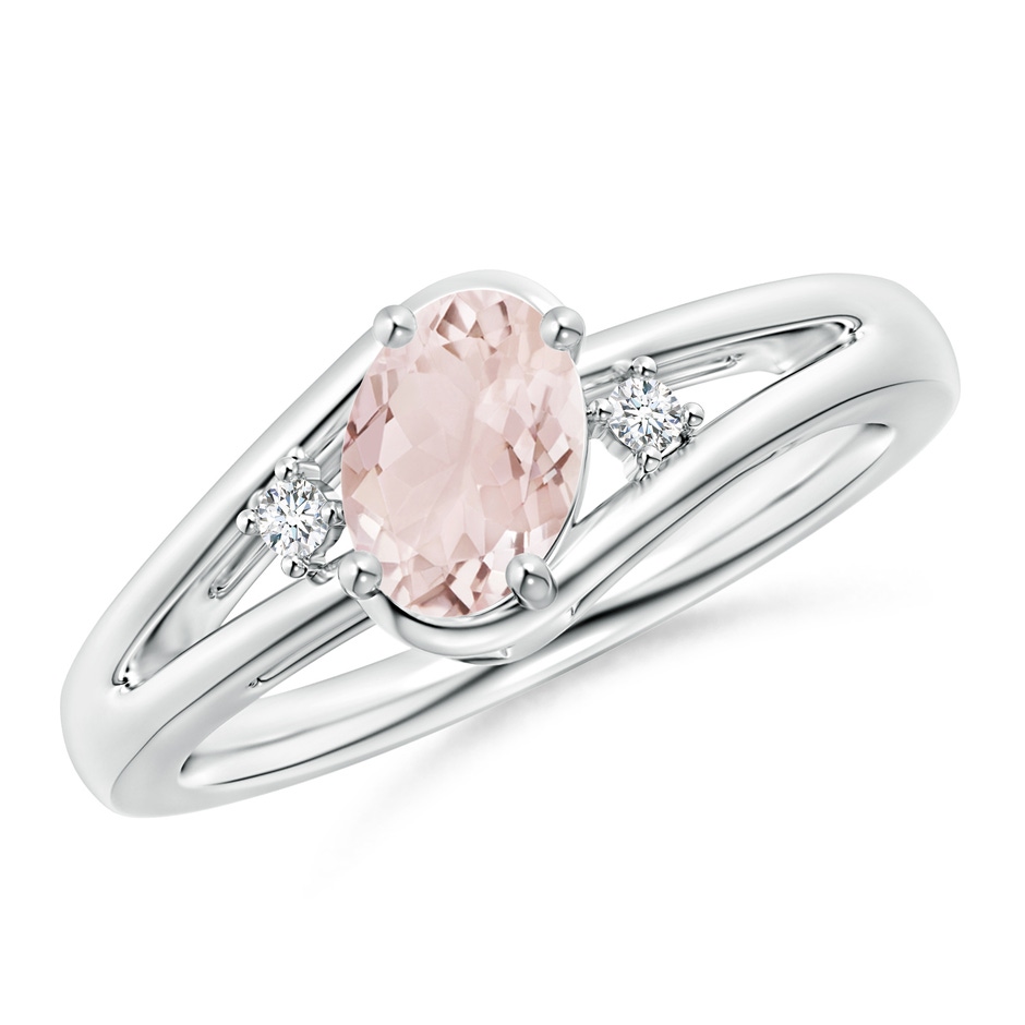 7x5mm A Morganite and Diamond Split Shank Ring in White Gold 