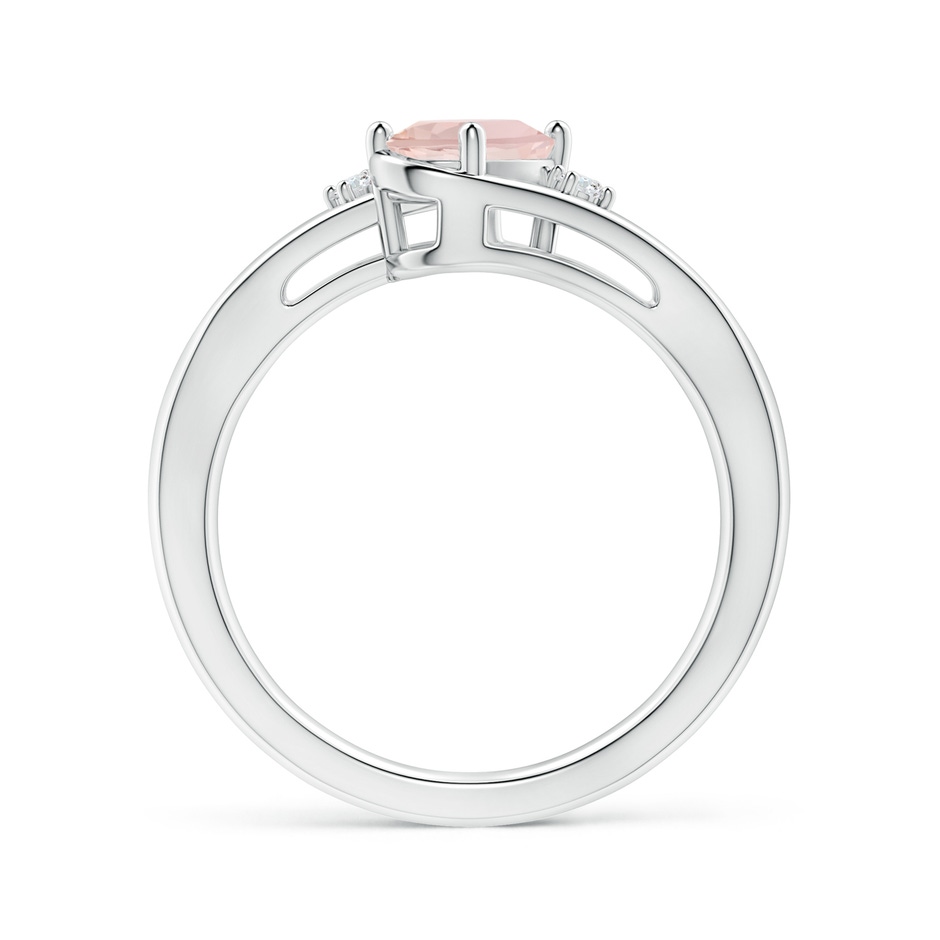 7x5mm A Morganite and Diamond Split Shank Ring in White Gold side-1