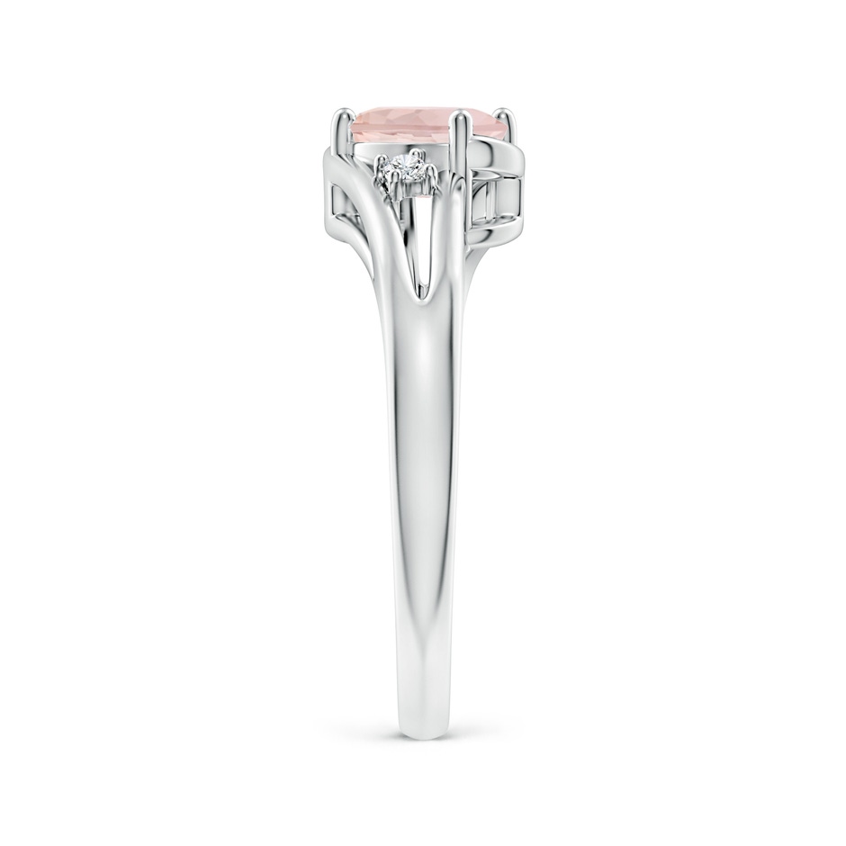 7x5mm A Morganite and Diamond Split Shank Ring in White Gold side-2