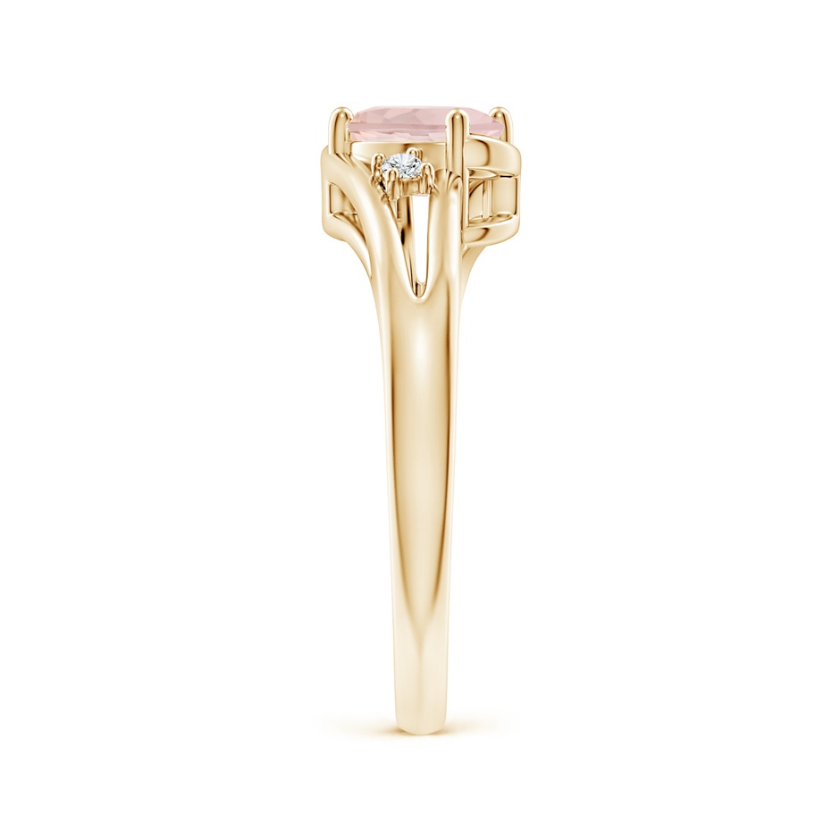 7x5mm A Morganite and Diamond Split Shank Ring in Yellow Gold side-2