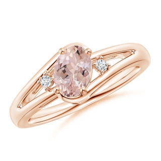 7x5mm AA Morganite and Diamond Split Shank Ring in 10K Rose Gold