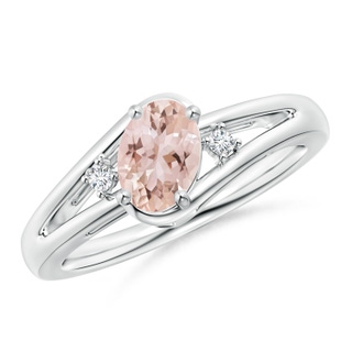 7x5mm AAA Morganite and Diamond Split Shank Ring in White Gold