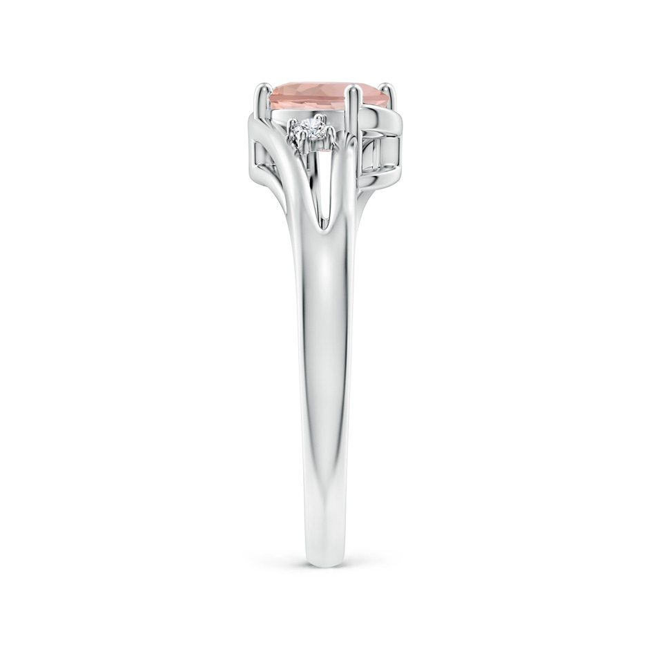 7x5mm AAA Morganite and Diamond Split Shank Ring in White Gold side-2