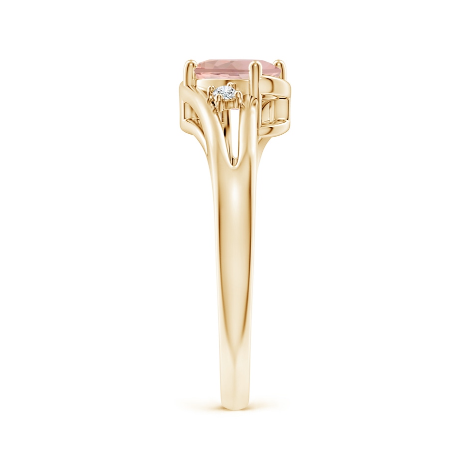 7x5mm AAA Morganite and Diamond Split Shank Ring in Yellow Gold side-2