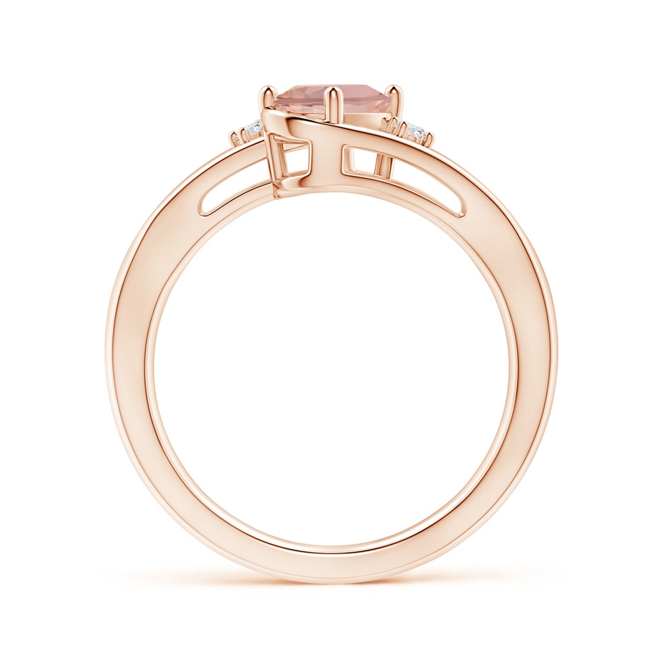 7x5mm AAAA Morganite and Diamond Split Shank Ring in Rose Gold side-1