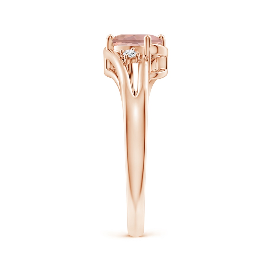 7x5mm AAAA Morganite and Diamond Split Shank Ring in Rose Gold side-2