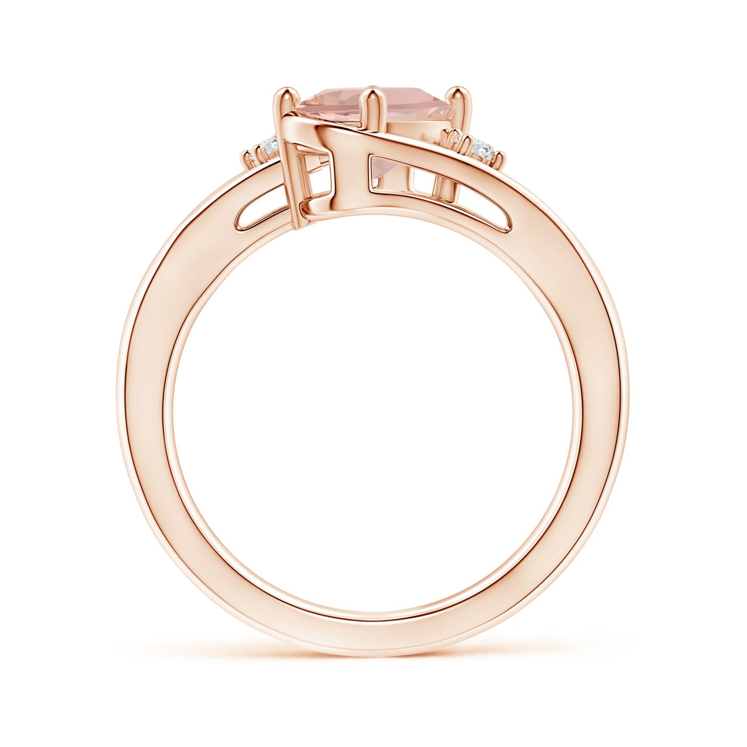 8x6mm AAA Morganite and Diamond Split Shank Ring in Rose Gold