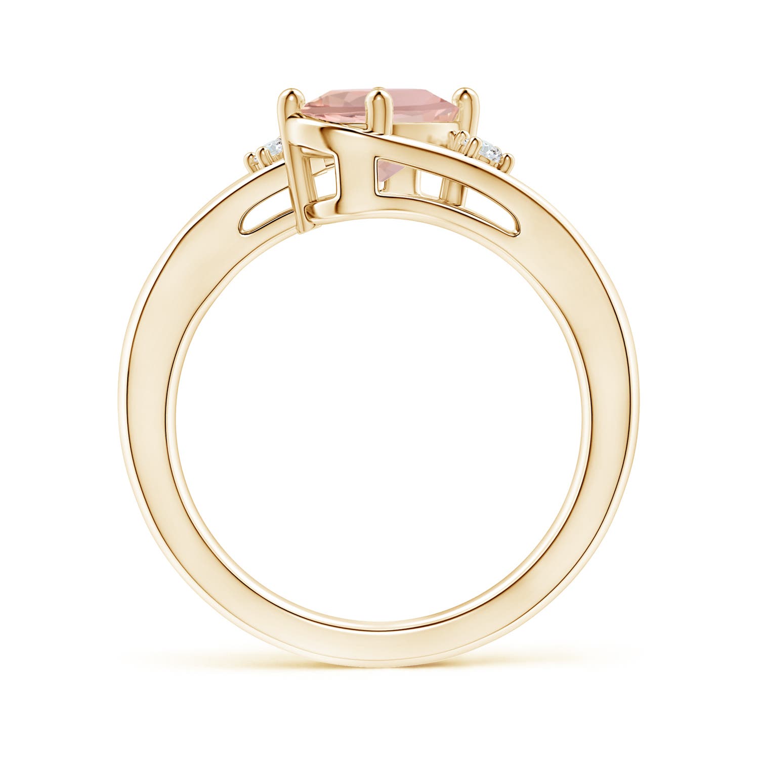 8x6mm AAA Morganite and Diamond Split Shank Ring in Yellow Gold