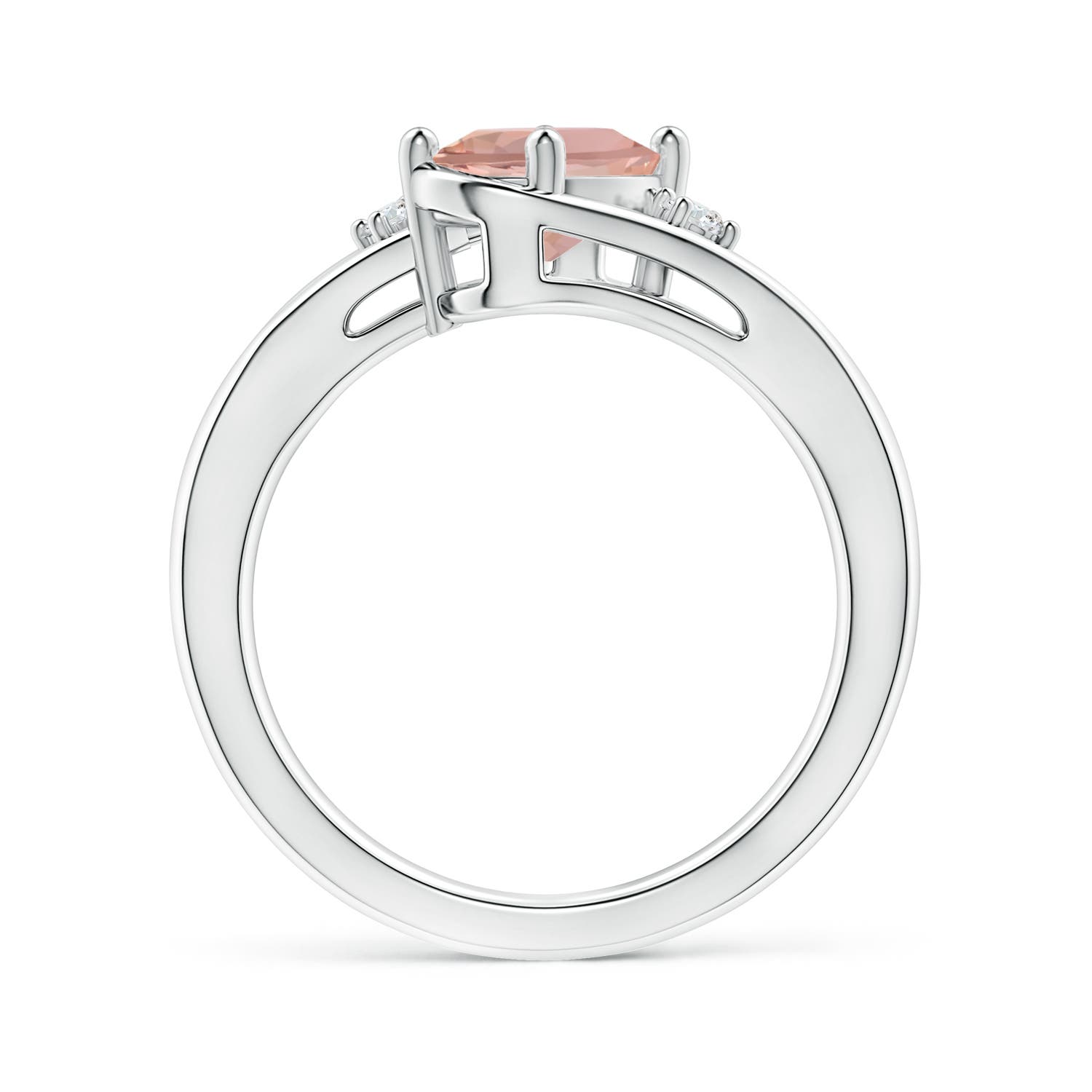 8x6mm AAAA Morganite and Diamond Split Shank Ring in White Gold - side 3